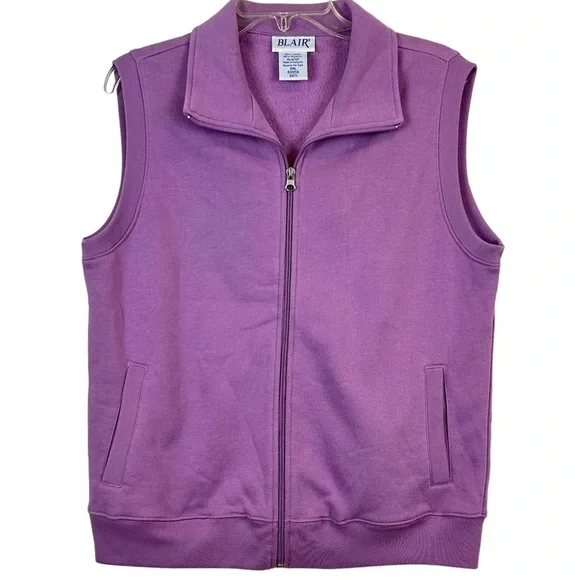 Vintage 80s Blair Purple Zip Up Vest Size L - Picture 1 of 7